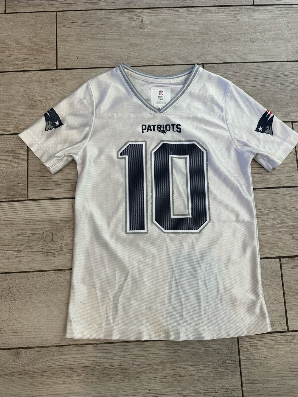 Kids New England Patriots #10 MAC Jones White sparkle Football Jersey